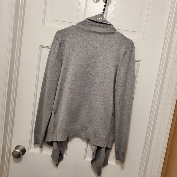 NWT DKNY Gray With Sequin Cascading Open Front Cardigan size xs/small - Picture 11 of 11